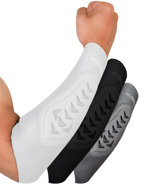 Exxact Sports Padded Forearm Compression Sleeve - Football Arm Sleeves for Men Baseball (White ALXL)