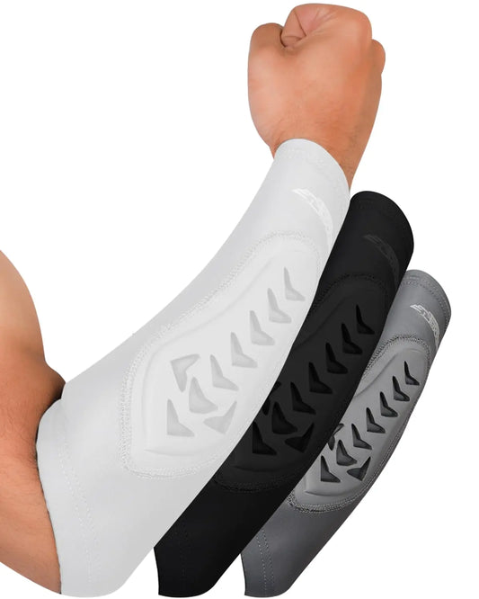 Exxact Sports Padded Forearm Compression Sleeve - Football Arm Sleeves for Men Baseball (White ALXL)